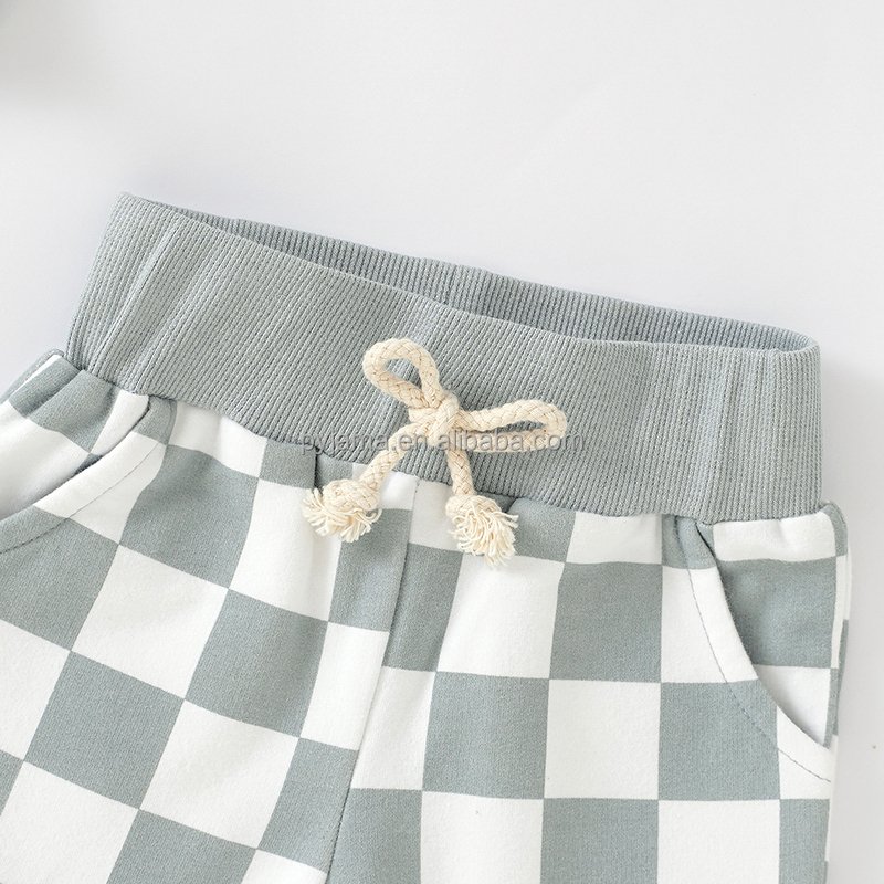Cotton Baby Shorts Plaid French Terry Fabric, Comfortable Short Pants for Infants