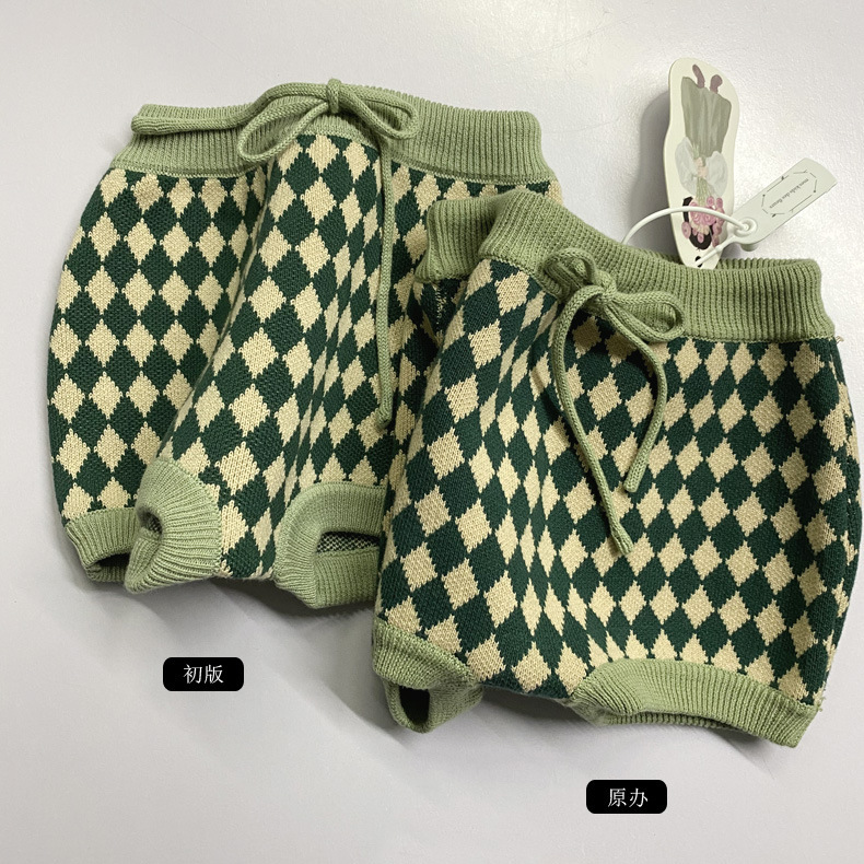   Baby Girls knit shorts baby girl cute tail shorts spring diamond bread pants