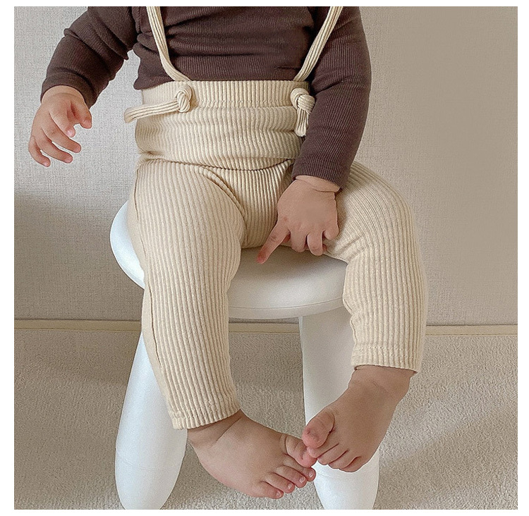 Spring High Waist Leggings for Toddlers Baby Overalls, Ribbed Fabric Pants, Stylish Infant Clothing 