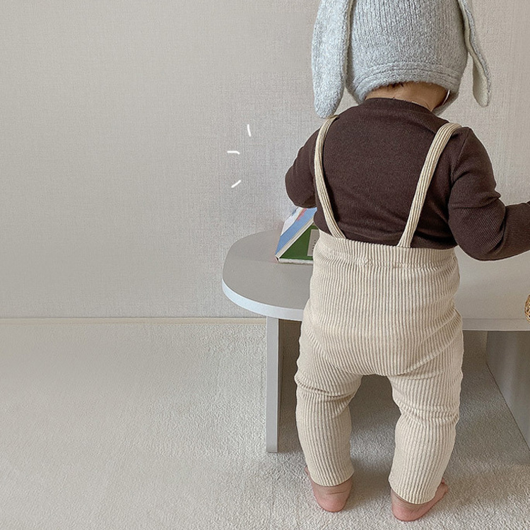 Spring High Waist Leggings for Toddlers Baby Overalls, Ribbed Fabric Pants, Stylish Infant Clothing 