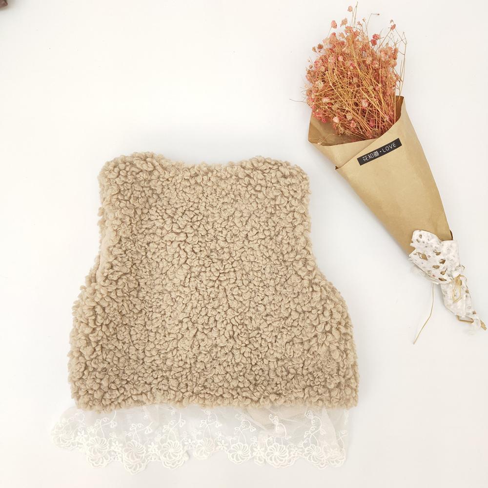 2021 fashionable child waistcoat winter lace kids fur vest for girls