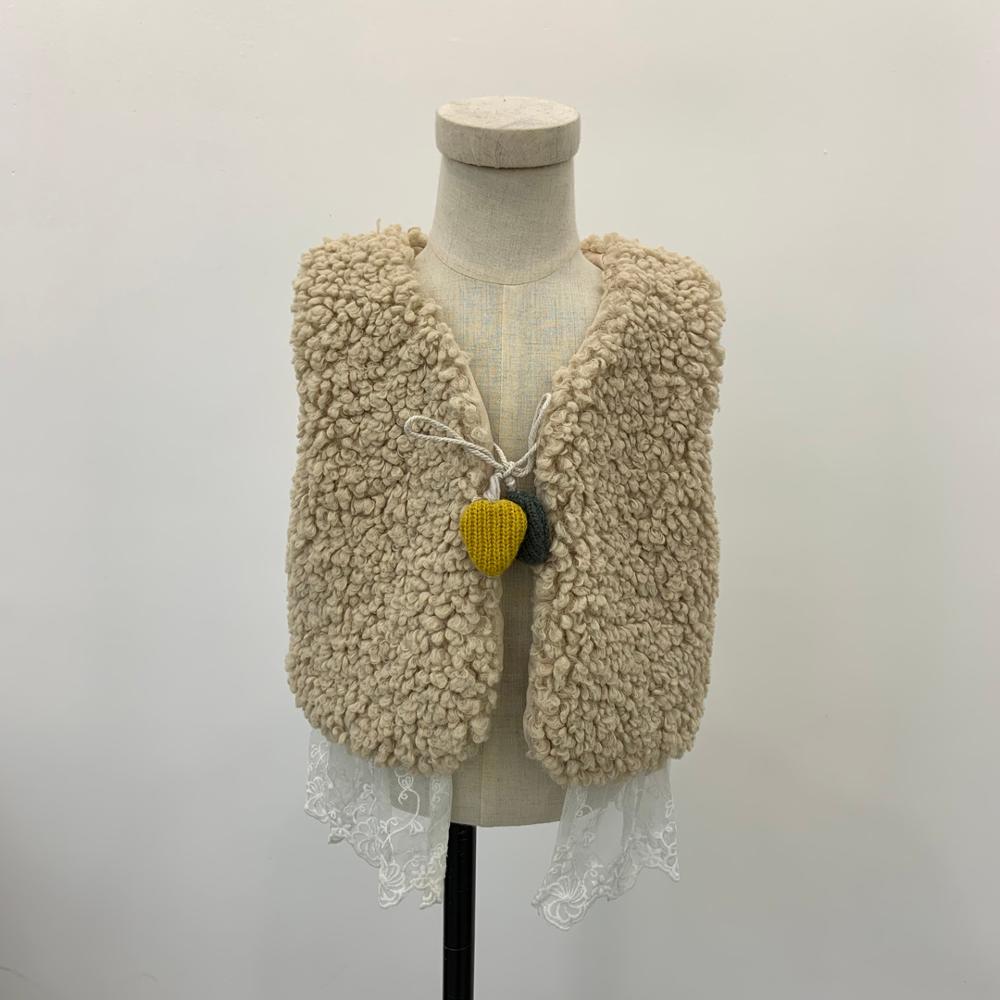 2021 fashionable child waistcoat winter lace kids fur vest for girls