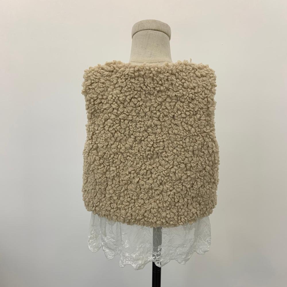 2021 fashionable child waistcoat winter lace kids fur vest for girls