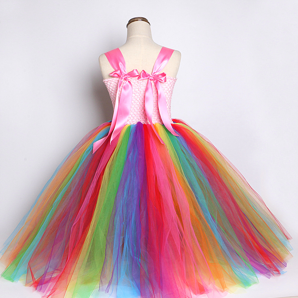 Rainbow Unicorn Dresses for Girls Princess Halloween Costumes Kids Birthday Gift Unicorn Costume Baby Girl Christmas Lon