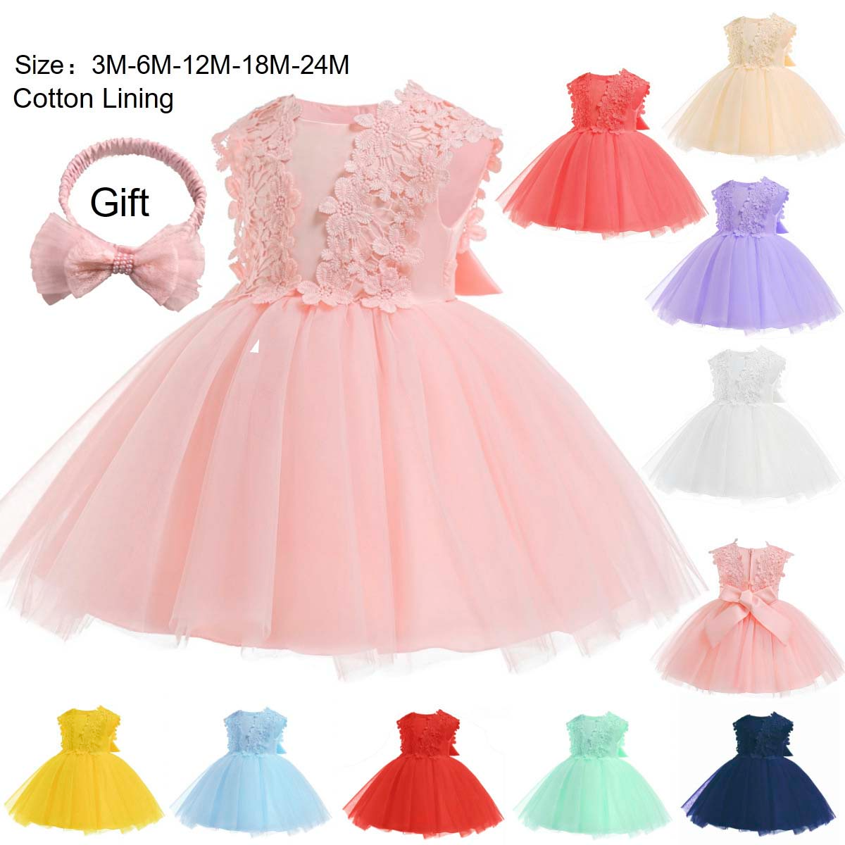 Fashion Children Baby Girl Summer Clothes Baby's First Birthday Lace Dress Girls Sleeveless Party Dress