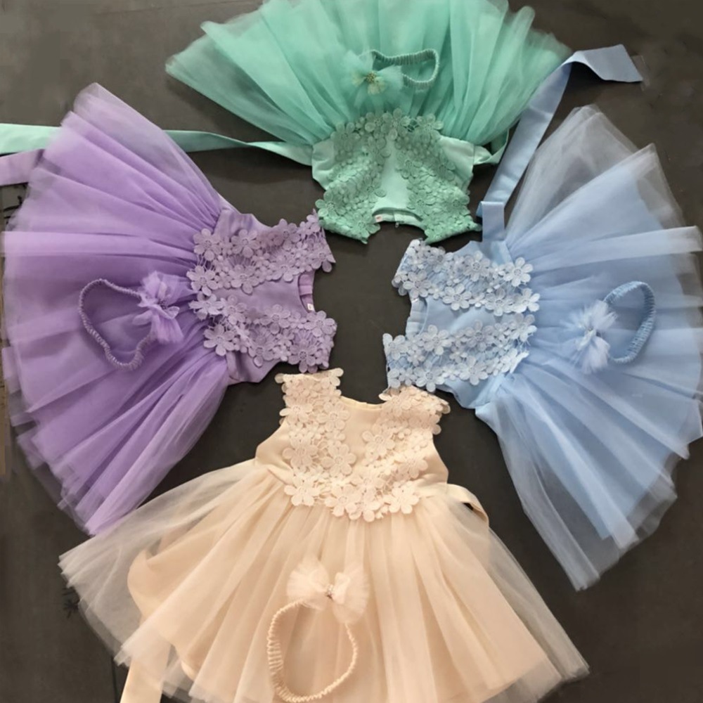 Fashion Children Baby Girl Summer Clothes Baby's First Birthday Lace Dress Girls Sleeveless Party Dress