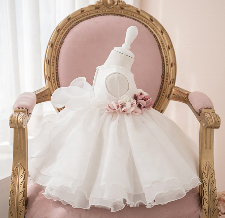 Handcraft 100% Cotton  Baby Girl Flower Skirt Boutique Clothing Sleeveless Tulle Party Princess Dress