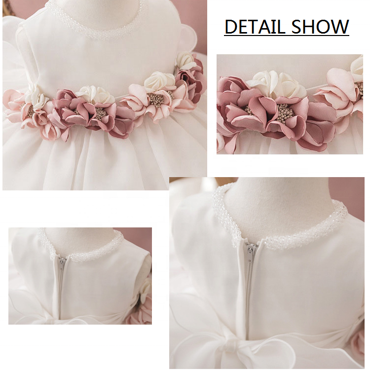 Handcraft 100% Cotton  Baby Girl Flower Skirt Boutique Clothing Sleeveless Tulle Party Princess Dress