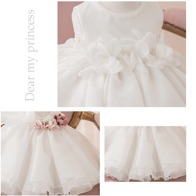 Handcraft 100% Cotton  Baby Girl Flower Skirt Boutique Clothing Sleeveless Tulle Party Princess Dress