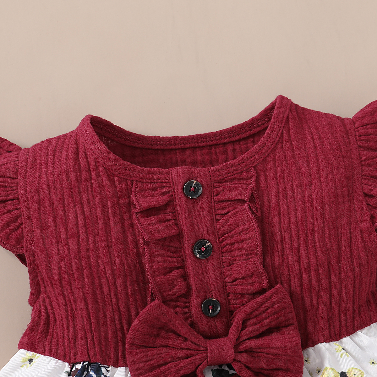 Red female Korean style little girl summer western style princess dress flower dress