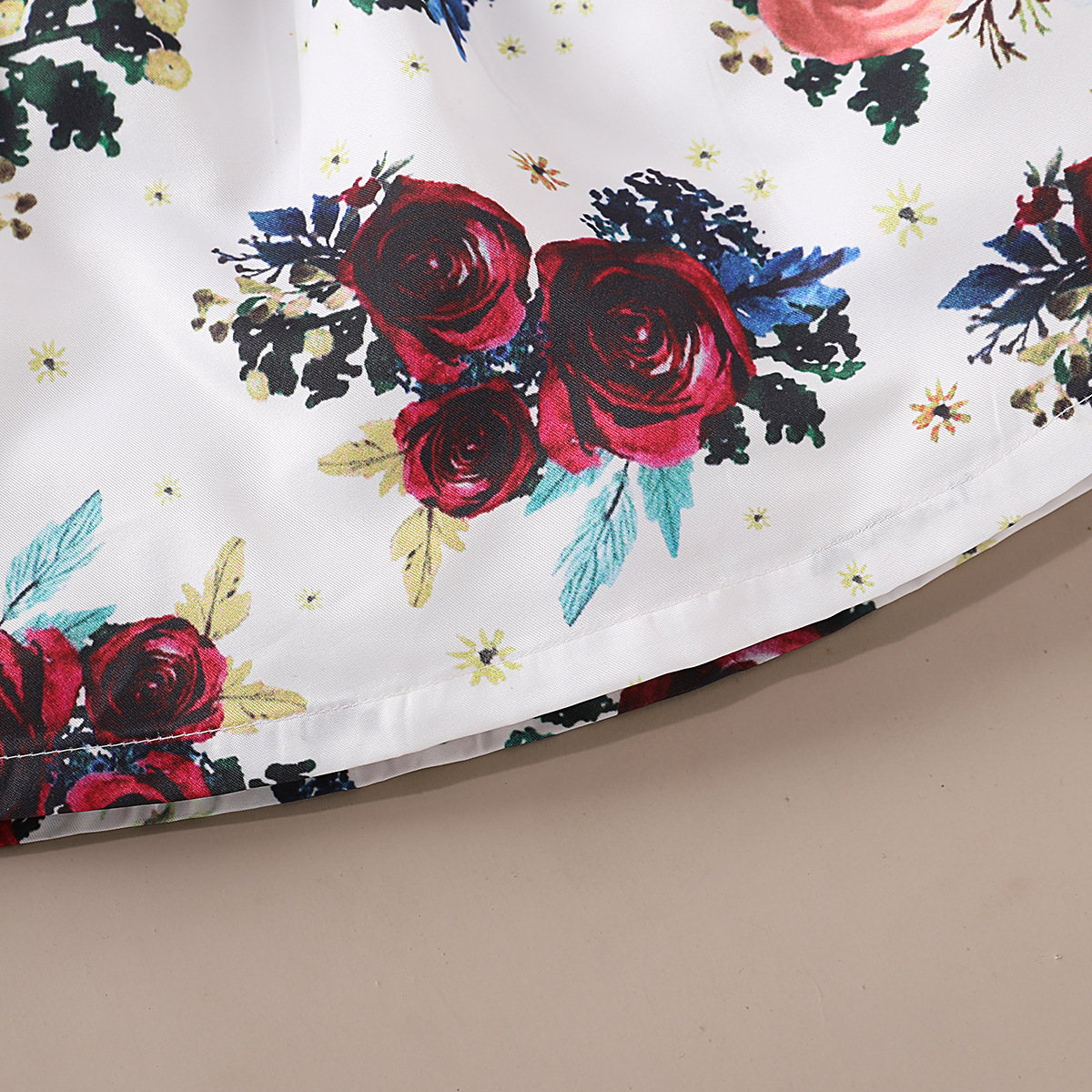 Red female Korean style little girl summer western style princess dress flower dress