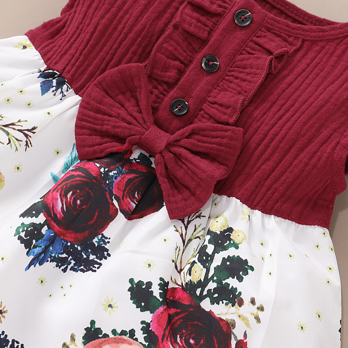 Red female Korean style little girl summer western style princess dress flower dress