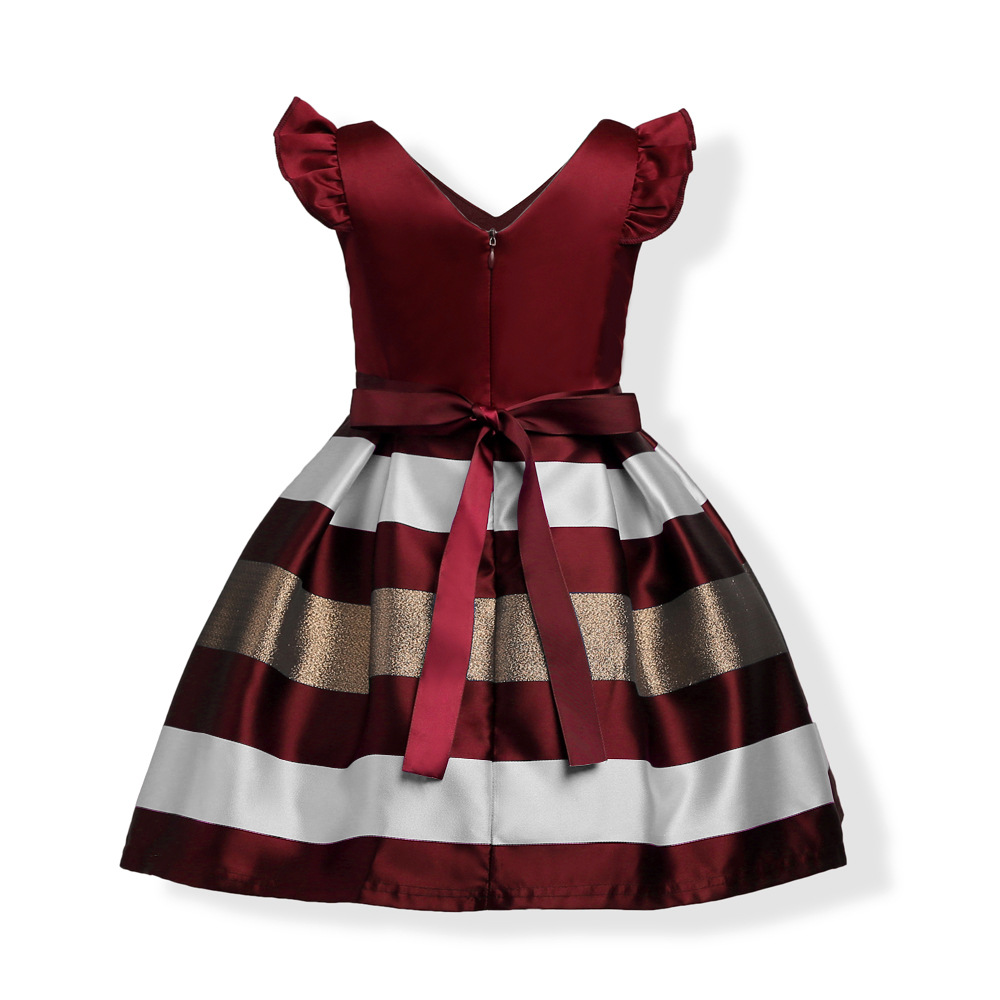 YSMARKET New sweet bow stripes princess dress of girls Baby girl christmas party dress