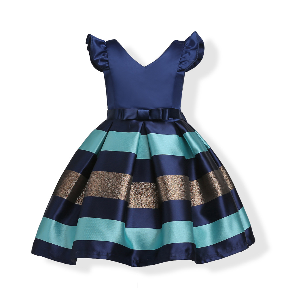 YSMARKET New sweet bow stripes princess dress of girls Baby girl christmas party dress