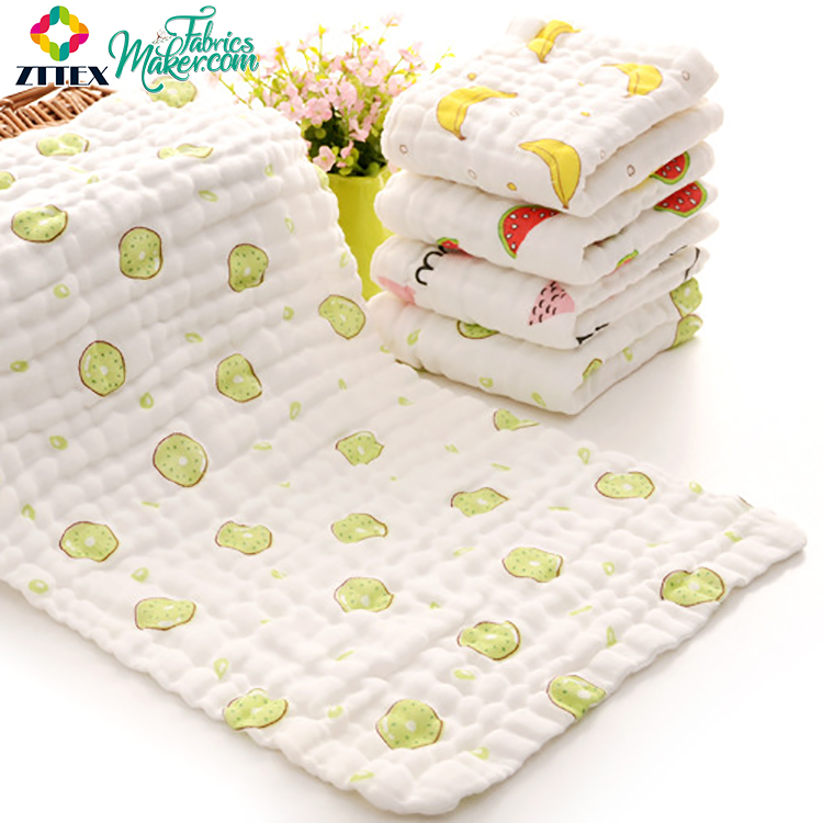 Cheap Price Brushed Pattern 100% cotton double gauze muslin fabric for baby