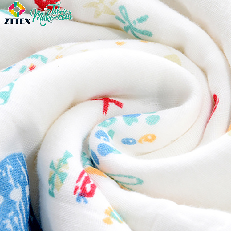 Cheap Price Brushed Pattern 100% cotton double gauze muslin fabric for baby