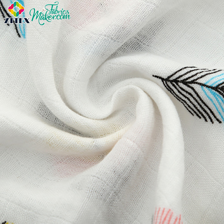 Cheap Price Brushed Pattern 100% cotton double gauze muslin fabric for baby