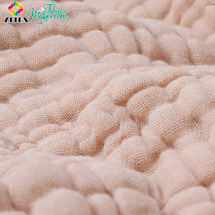 Cheap Price Brushed Pattern 100% cotton double gauze muslin fabric for baby
