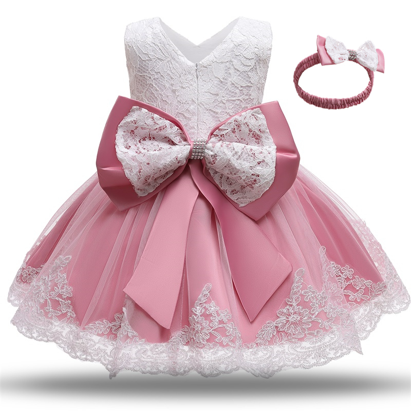 Toddler Baby Girl Dress Big Bow Baptism Dress for Girls First Year Birthday Party Wedding Dress Baby Clothes Tutu Fluffy