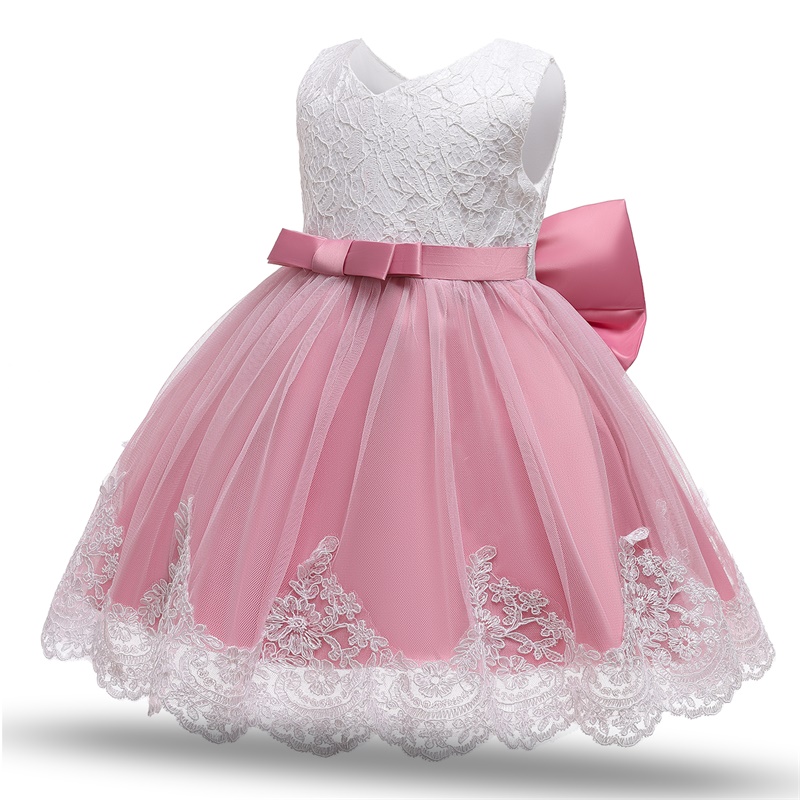 Toddler Baby Girl Dress Big Bow Baptism Dress for Girls First Year Birthday Party Wedding Dress Baby Clothes Tutu Fluffy