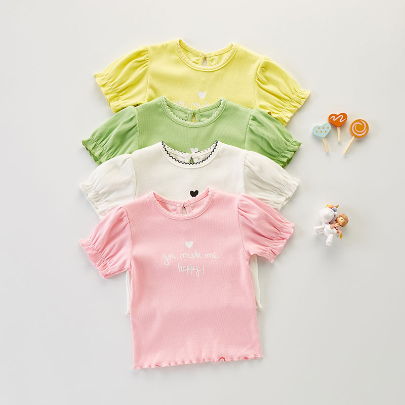 2022 Summer Infant Baby Girls Short Sleeve Letter Printed T-shirt Kids T-shirt For Girls T-shirt Baby Girls Children's C