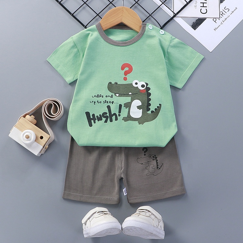 1-6year 2pcs Baby Boy Summer Clothing Set Toddler animal print T-shirt And short pant Boy clothes set