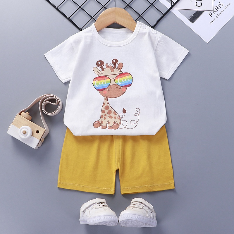 1-6year 2pcs Baby Boy Summer Clothing Set Toddler animal print T-shirt And short pant Boy clothes set