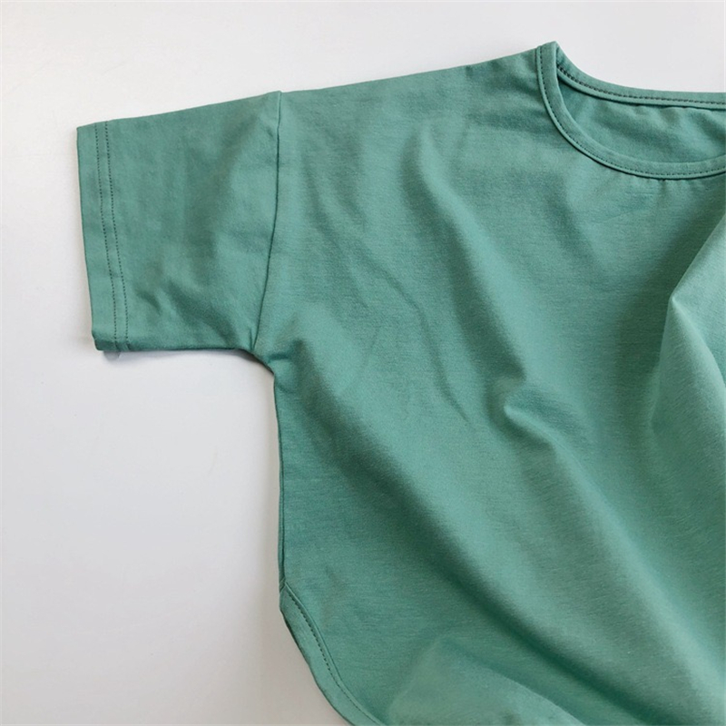 HXFS Korean Kids Boys T-shirts Short Sleeved Kids Summer T-shirt Plain Solid 100% Cotton Children Tshirt
