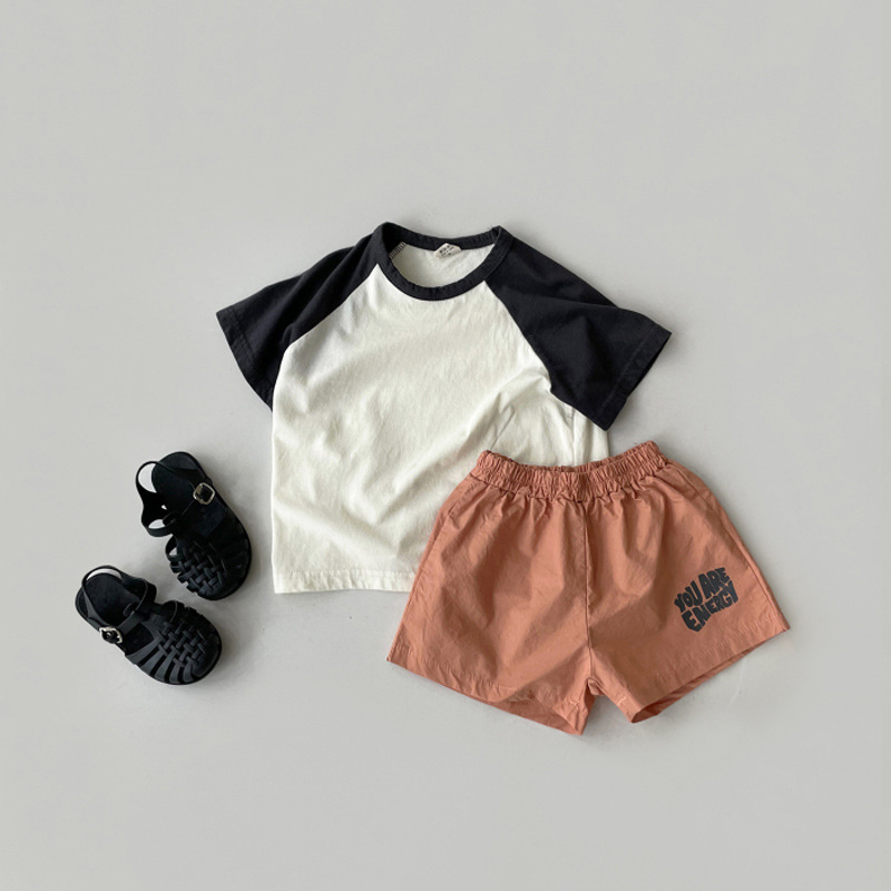 Kids Clothes Sets Summer Baby T-shirts Cotton Short-Sleeved Contrast Color T-shirts