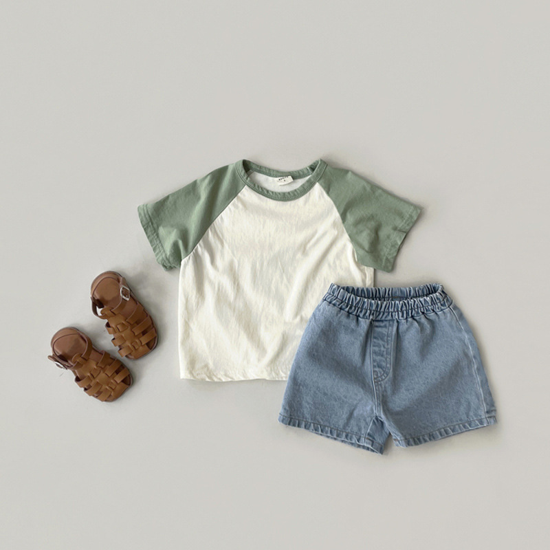 Kids Clothes Sets Summer Baby T-shirts Cotton Short-Sleeved Contrast Color T-shirts