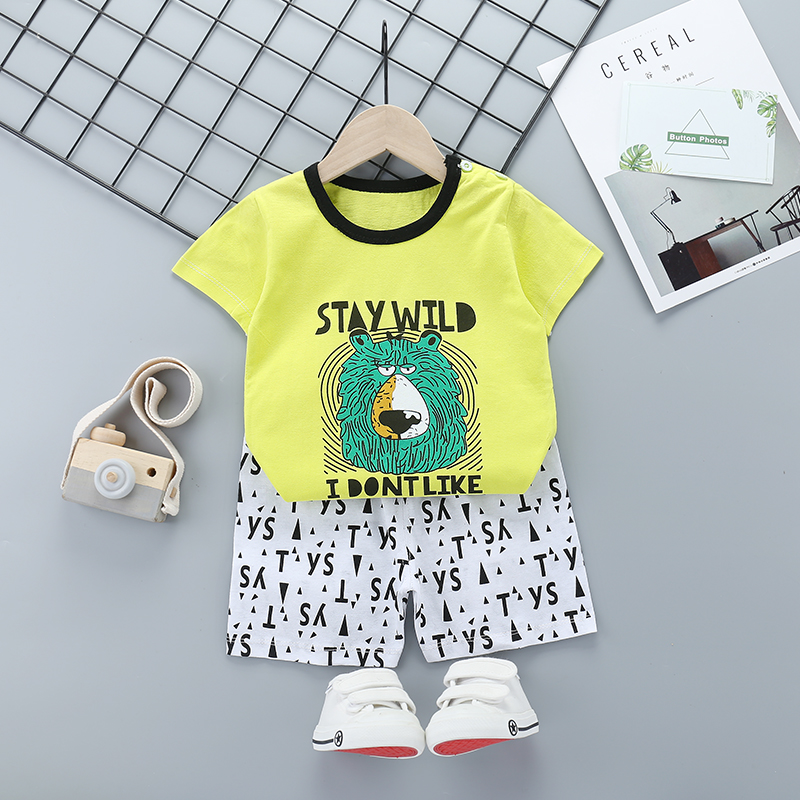 100% Cotton Breathable Kids Clothing Sets T-shirts Shorts 2pcs Baby Boys Clothing Sets