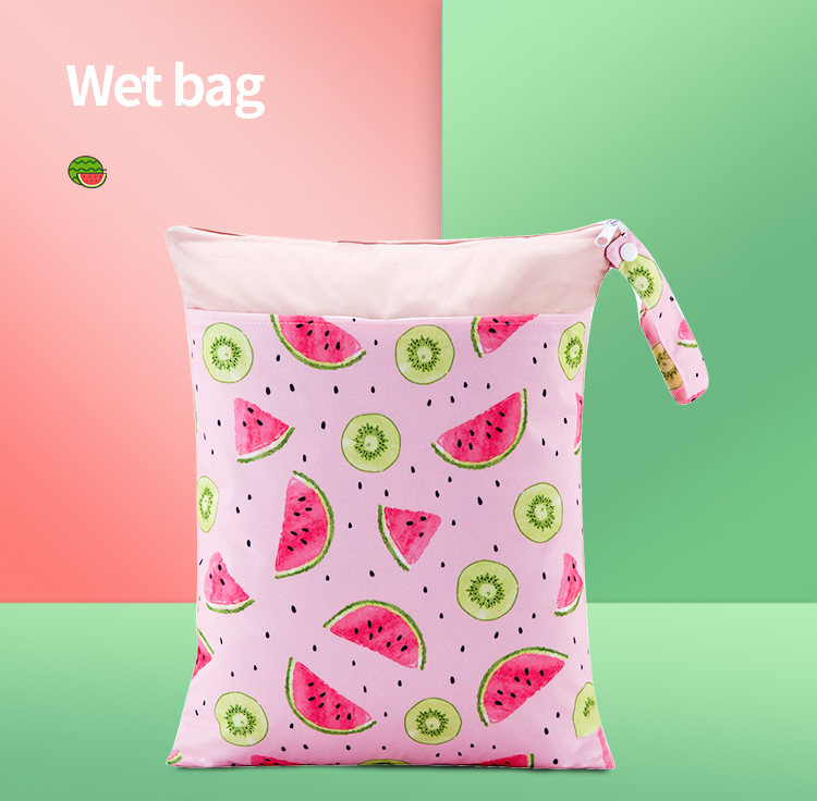 Printed Double Zipper Dry Swimming Waterproof Baby Cloth Diaper Wet Bag 30X40cm