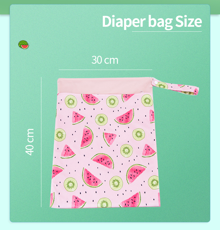 Printed Double Zipper Dry Swimming Waterproof Baby Cloth Diaper Wet Bag 30X40cm