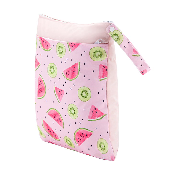 Printed Double Zipper Dry Swimming Waterproof Baby Cloth Diaper Wet Bag 30X40cm
