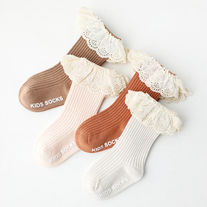 2022 New Cotton Anti Slip Baby Socks High Quality Lace Ruffle Princess Anti-slip Baby Socks