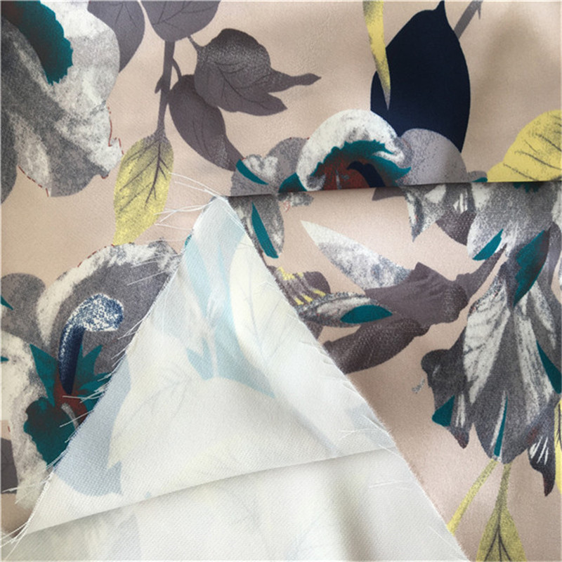  price smooth shiny peach sateen printed satin lining fabric