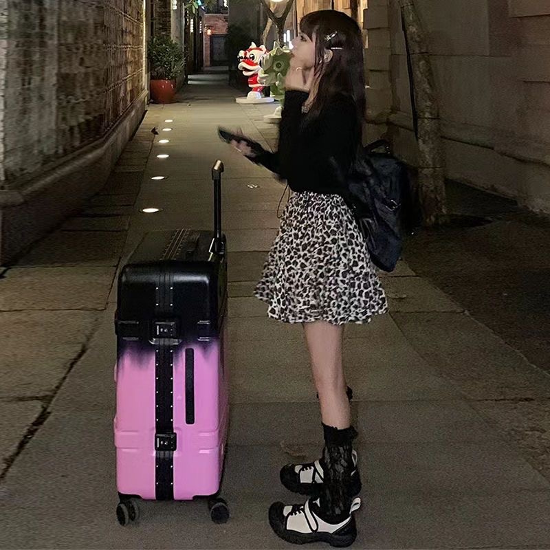 Black Pink Vibrant Luggage for Carry-On Storage 