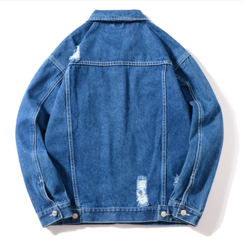   Stylish Design Sports Blue Streetwear Patch Mens Jean Denim Jackets for Men