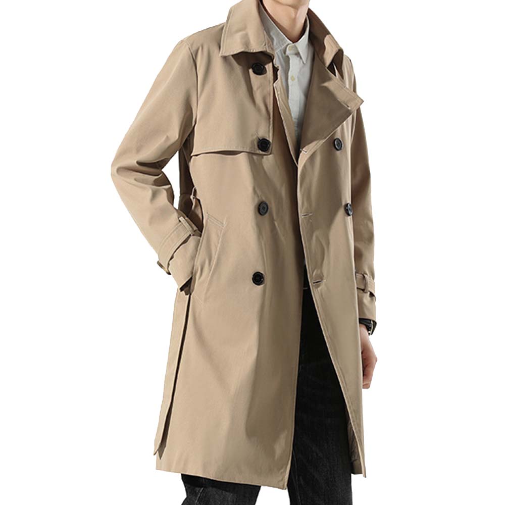 2023 spring and autumn new double-breasted trench coat men's fashion handsome coat English style long coat
