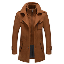 New Autumn Winter High Quality Solid Color Men's Wool-blended Overcoat Long Casual Double Collar Warm Coat For Men