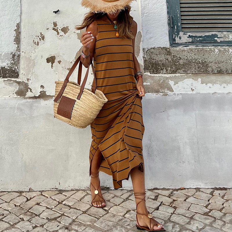 Trending Products 2023 New Arrivals Fashion Casual Women Sleeveless Maxi T Shirt Dress Women Summer Dresses