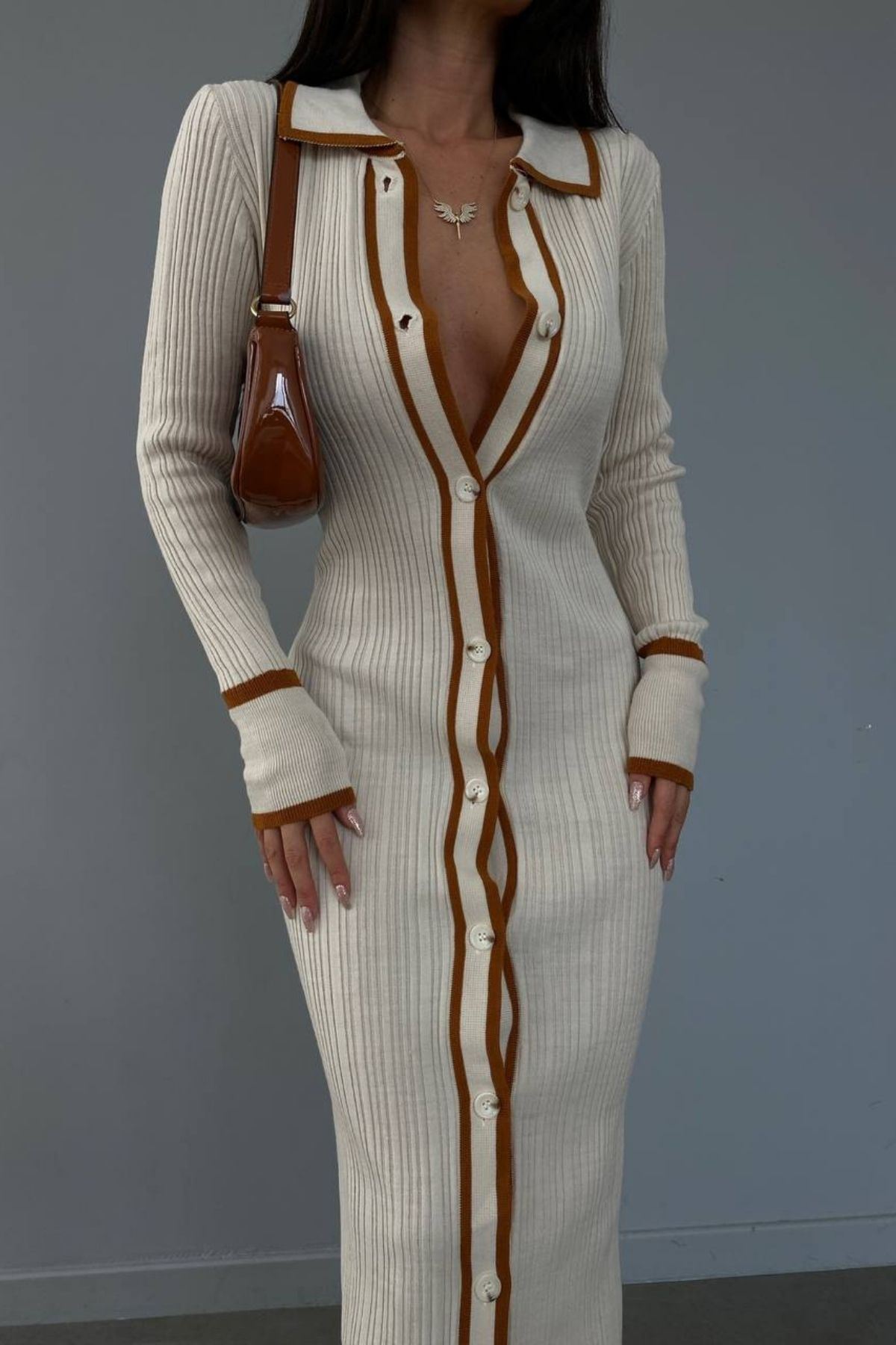  Elegant Turtleneck Bodycon Plus Size Women'S Casual Clothing Dresses With Buttons