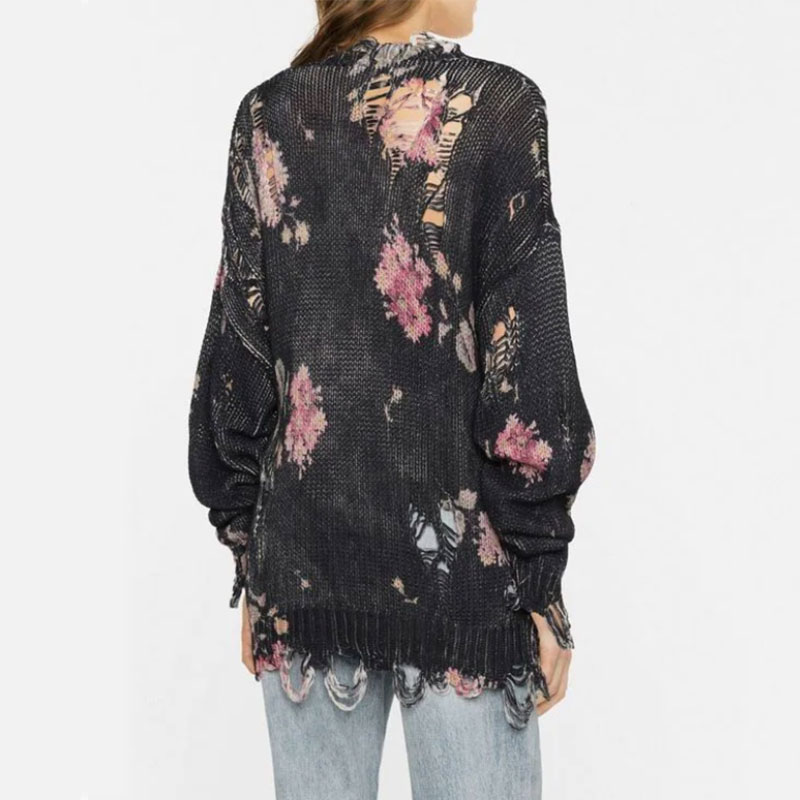 New Arrivals High Quality Printing Knit Top  Fashion Cardigan Sweater Tops For Women