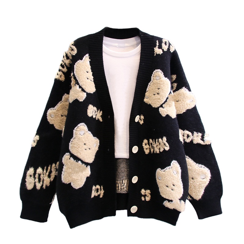   &  Women sweater Jacquard knitwear Girls knit winter long Sleeve ladies clothes Knitted Cardigan sweater w