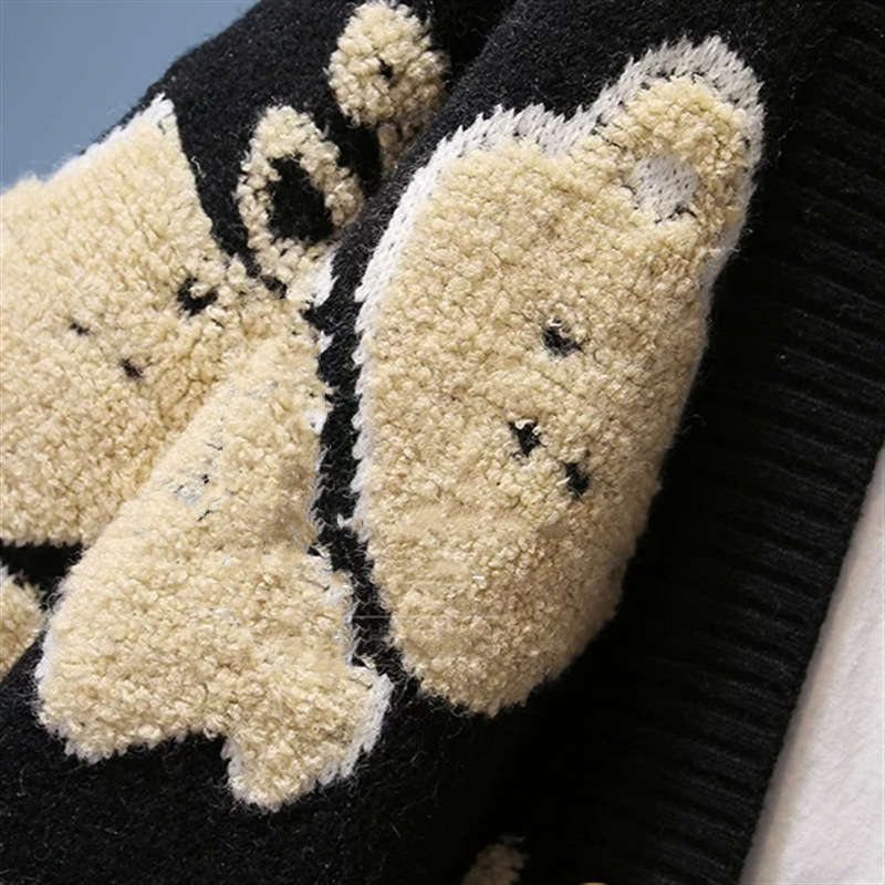   &  Women sweater Jacquard knitwear Girls knit winter long Sleeve ladies clothes Knitted Cardigan sweater w
