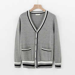 Spring and autumn sweaters men's and women's knitted cardigan thick V-neck single breasted top coat work clothes