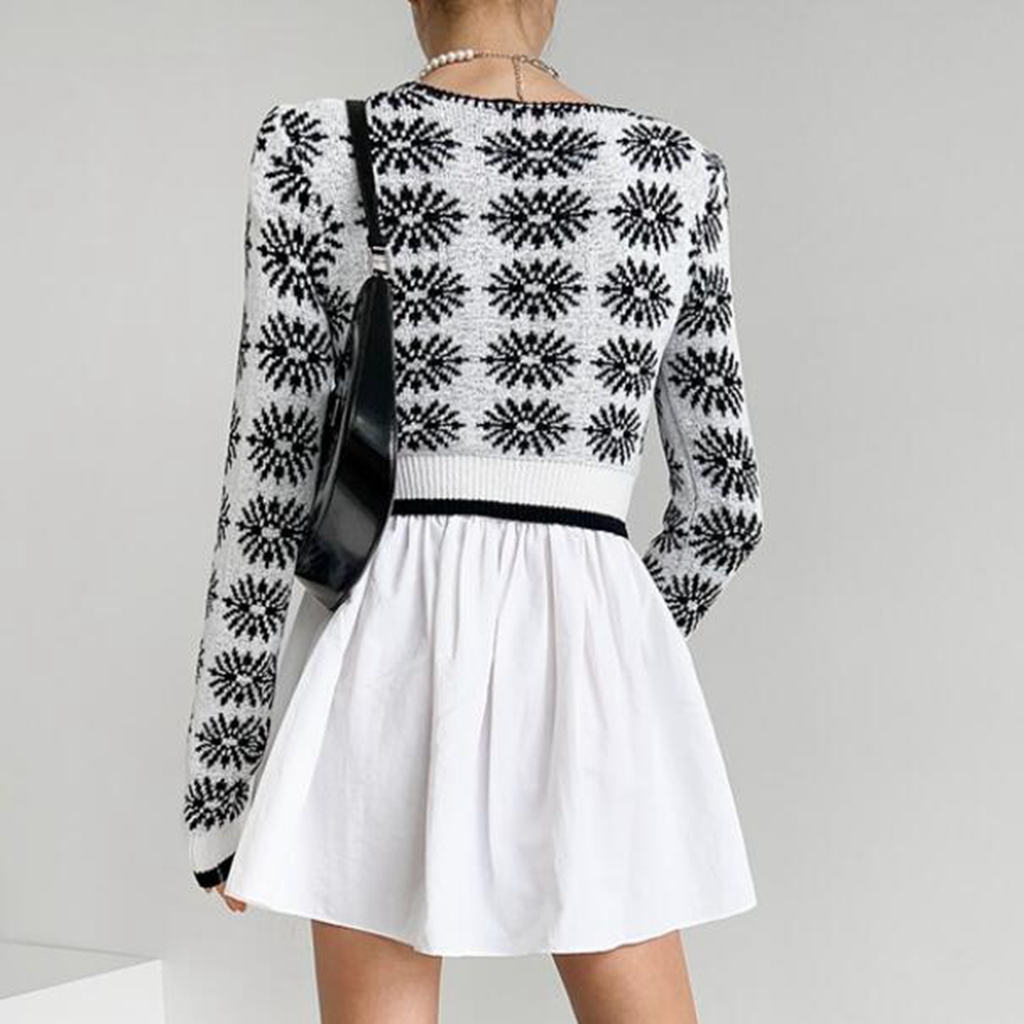 Crew Neck Knitwear Cotton  Knit Sweater Women's Clothing Sweater Cardigan Ladies Pull Woman Sweater Fancy