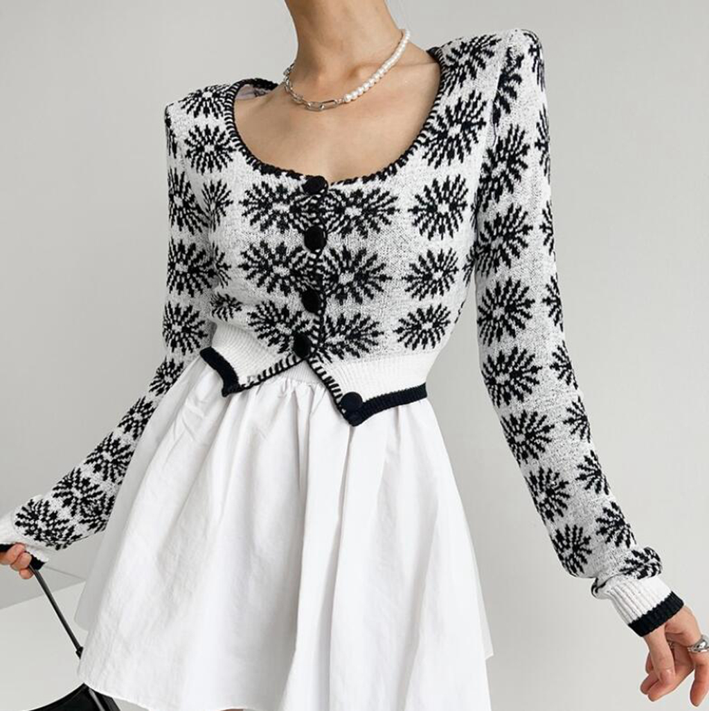 Crew Neck Knitwear Cotton  Knit Sweater Women's Clothing Sweater Cardigan Ladies Pull Woman Sweater Fancy