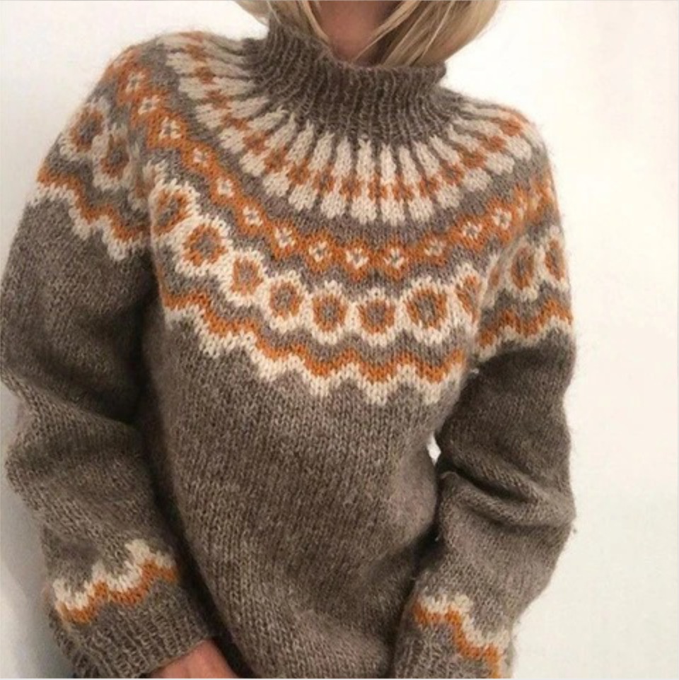 Autumn and winter new European and American women's high collar Pullover thick needle jacquard sweater women's knitting 