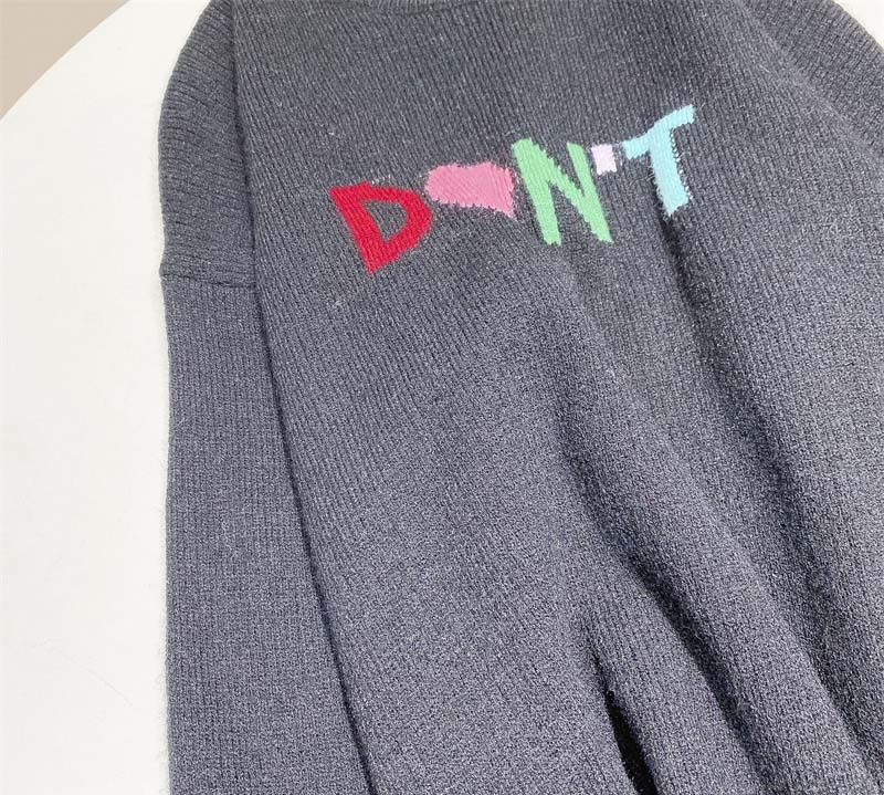 2023  New Arrivals Letters Casual Long Sleeve Tops Women Knitted Sweater
